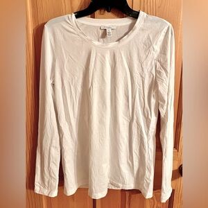 Daily Ritual 100% Supima Cotton Essential White Long Sleeve LG Coastal Comfort